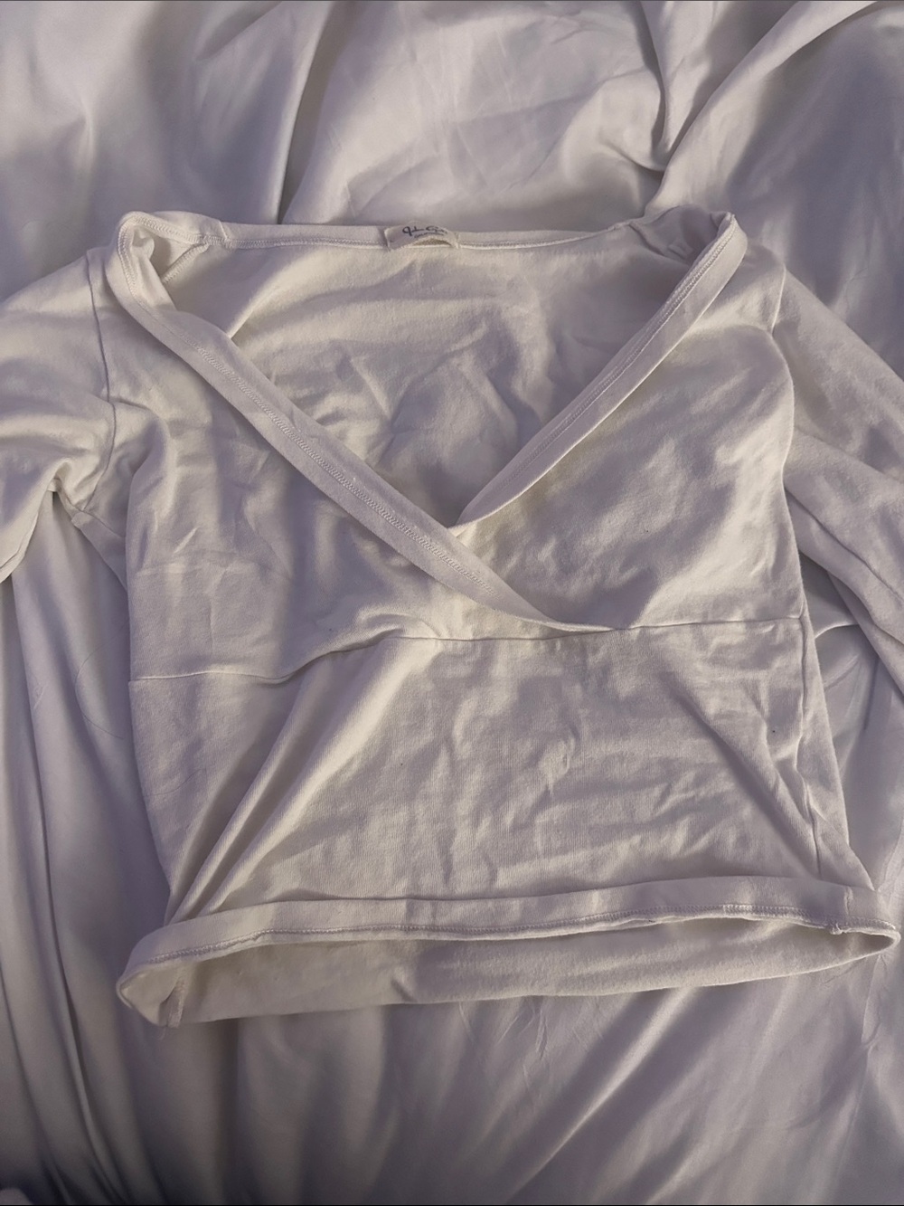 Brandy Melville White Wrap-Front Crop Top